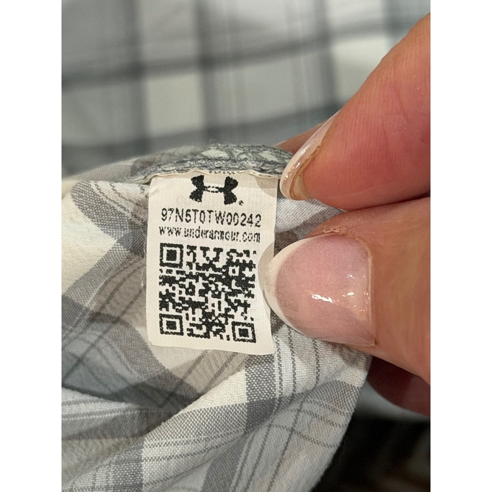 Under Armour Fish Hunter Plaid Long Sleeve Shirt Grey White 1290746 Mens 2XL - Picture 8 of 8